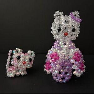 3D beaded cats - set of 2